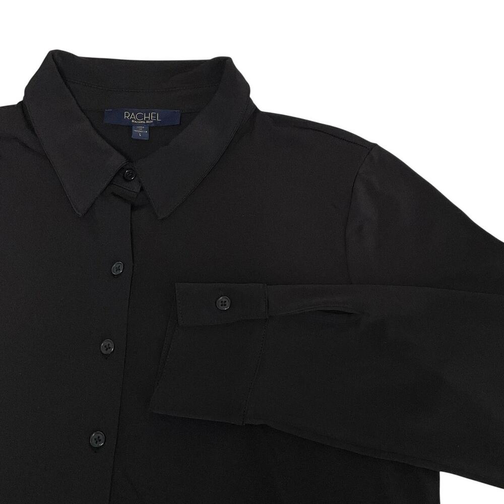 Rachel Zoe Black Stretch Button-Down Blouse